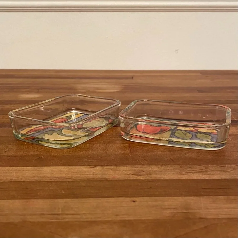 Vintage Olive Oil Dipping Glass Dish  Set of 2